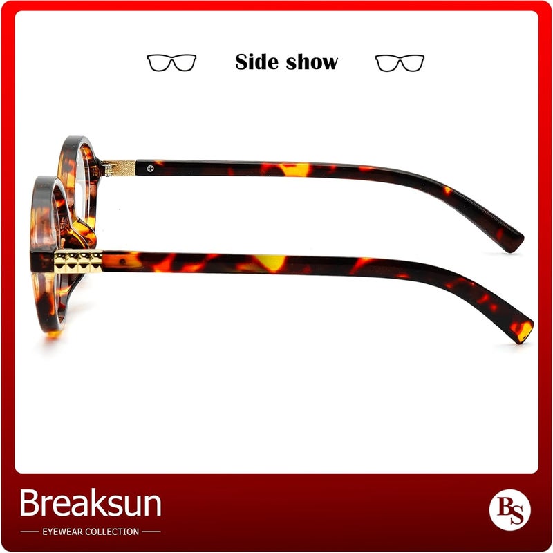 Breaksun Fashion Oval Glasses for Women Men Retro Round Tortoise Frame Blue Light Glasses Nerd Eyeglasses - Image 5